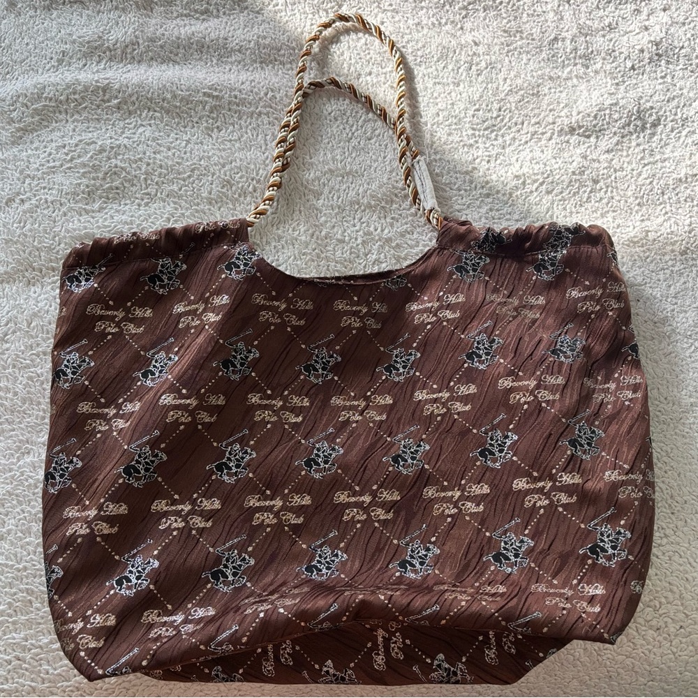 Vintage Beverly Hills Polo Club Brown Tote Bag with Zipper